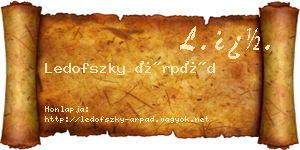 Ledofszky Árpád névjegykártya